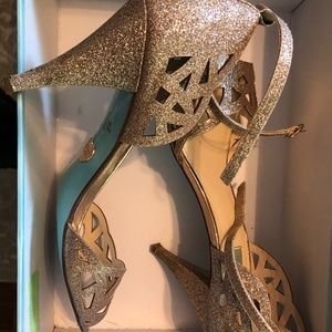 Betsey Johnson Gold Glitter Heels